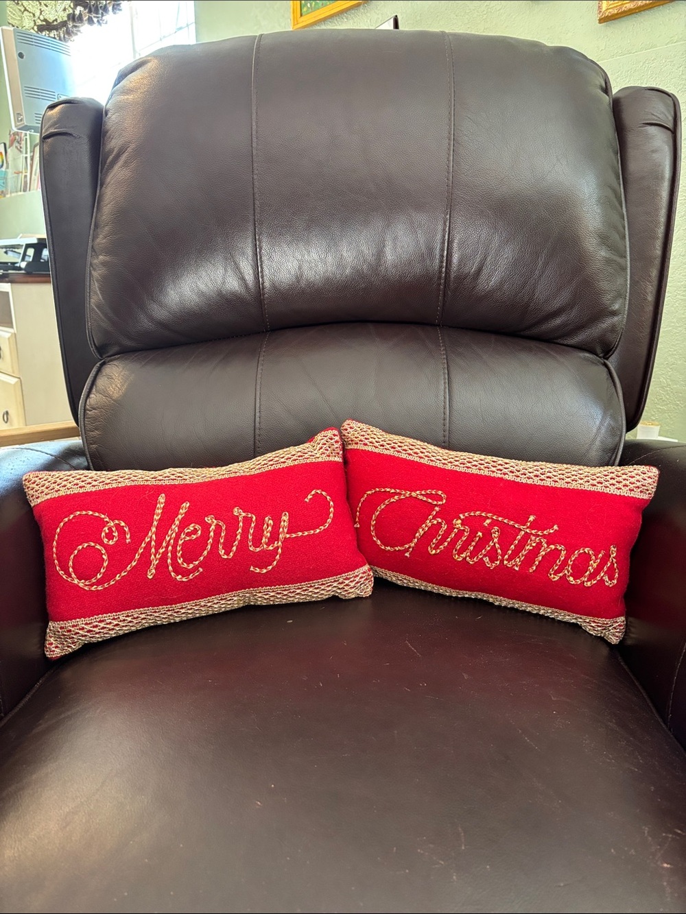 Merry Christmas Red Holiday Pillow Set